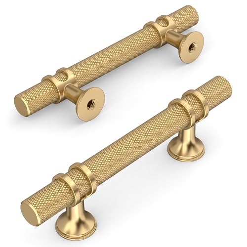 Amerdeco 10 Pack Knurled Champagne Bronze Cabinet Pulls 5 Inch Length (3 Inch Hole Center) Kitchen Cabinet Handles for Drawer, Cupboard and Wardrobe - color: Champagne Bronze, size: 3"/76MM Hole Center, style: 10 Pack