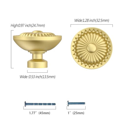 10 Pack Brushed Gold Cabinet Knobs, Kitchen Knobs - color: Brushed Gold, size: knob