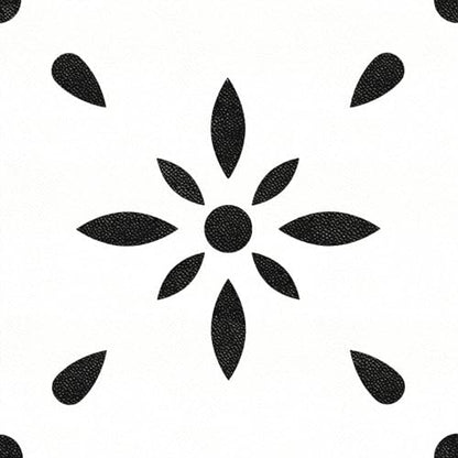 HOMETITUTE Black White Floral 12x12 Inch Peel Stick Vinyl Floor Tile - style: Black and White Floral