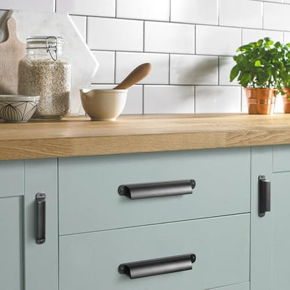 Goo-Ki 6 Pack Cabinet Cup Pulls Matte Black Bin Cup Drawer Pull, 3" c-c Modern Black Cabinet Pulls Solid Dresser Handles Zinc Alloy Kitchen Cabinet Hardware - color: Matte Black, size: 3 Inches Center-Center