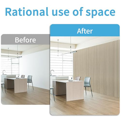 Art3d Six-Grid Design Slim Slat Wall Panels, 104 x 12 Inch, 4-Pack, Oak - color: Six-Grid Oak