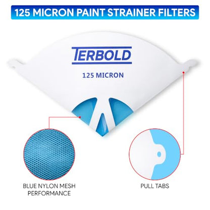1000pcs 125 Micron Paint Strainer Filters with Blue Nylon Mesh - size: 1000 Count