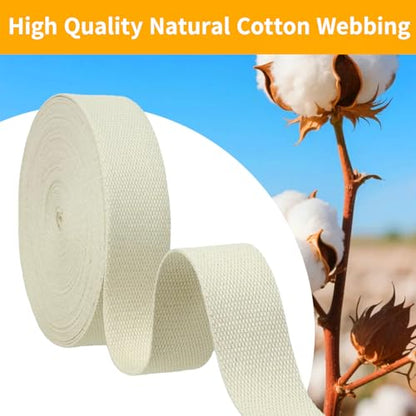 Natural Heavy Cotton Webbing 1-1/2 Inch, 12 Yards Cotton Webbing Strap for Rug Binding Trim, Seam Reinforcement & Homemade Cloth Belt Supplies - size: Width: 1-1/2 Inch