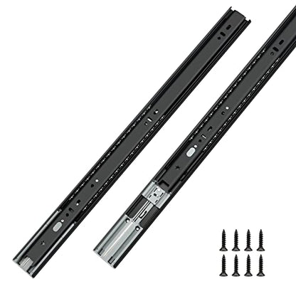 LONTAN 2 Pairs Black Soft Close Drawer Slides 18 Inch Heavy Duty Runners - color: Black, size: 18 Inch