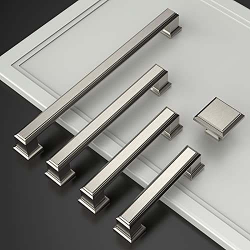 Asidrama 20 Pack 3 inch Brushed Satin Nickel Kitchen Cabinet Handles - color: Brushed Satin Nickel, size: 3" Hole Center(76mm)