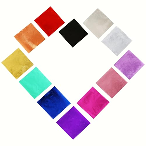 KINNO Gold Leaf Sheets 12 Colors 120 PCS Foil Papers, 3.15 by 3.35 Inches - color: 12 colors 120 sheets