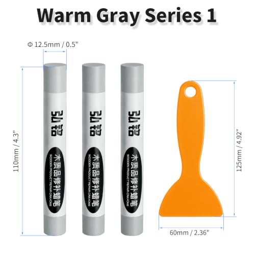 3 Colors Wood Filler Sticks, Warm Gray Series 1, with Scraper - color: Warm Gray 1 Series