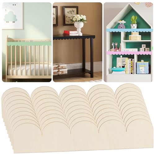 Unfinished Scalloped Wood Trim, 10 Pack Scallop Trim, 15.75 x 3.54 inch - color: 15.75"x3.54" 10 Pack