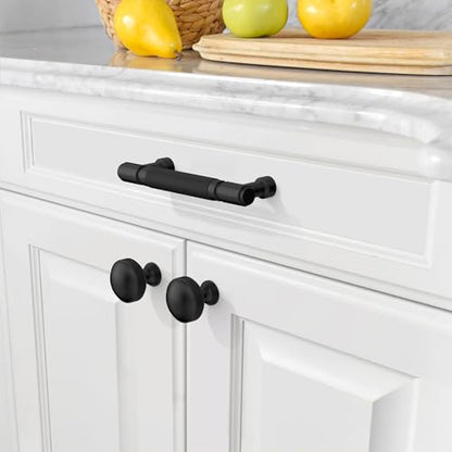 Amerdeco 10 Pack Matte Black knurled Cabinet Pulls 3.75" - color: Matte Black, size: 3.75" hole center
