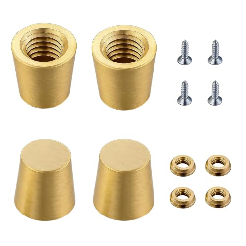 4PCS Brass Cutting Board Feet with Screws & Washers,Decorative Metal Furniture Feet for Jewelry Box Walnut Wood Board Display Tray,Professional Raised Cabinet Feet for Kitchen Appliances Countertop