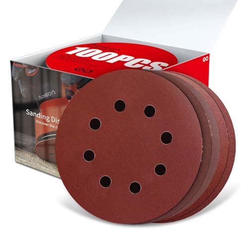 Sanding Disc 5 Inch 8 Hole, 100 Pcs Orbital Sanding Discs Hook and Loop, Sandpaper for polishing and Grinding, 320 400 600 800 1000 Grit Sand Paper for Random Orbital Sander - style: assort grits(fine) 100 Pcs