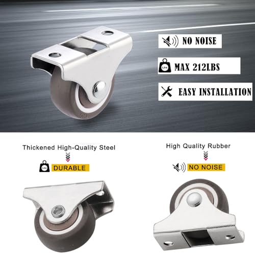 1" Mini Rigid Caster Wheels, Small Low-Profile Fixed Plate Casters,8‑Pack - style: 1.0 Inch Wheel