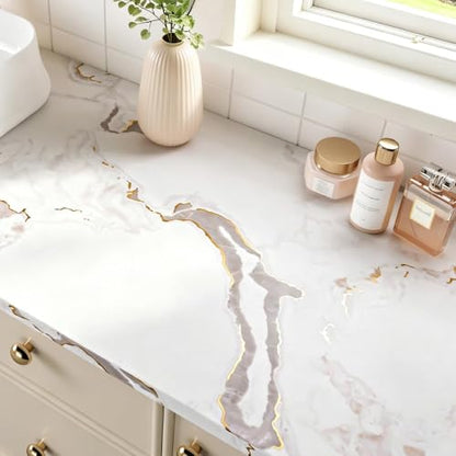 LACHEERY Thick White Marble Contact Paper for Countertops Matte 15.8"x79" - size: 15.8" x 79"