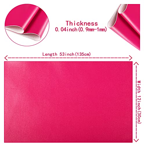 HGUAN Smooth Solid Color Rose Red Faux Leather 12"X53"(30cmX135cm),Faux Leather Sheets Roll Very Suitable for Making Crafts, Leather Earrings, Bows,Sewing (Rose Red) - color: Rose Red