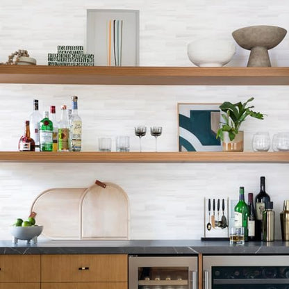 STICKGOO 10-Sheet Peel and Stick Backsplash on Subway Tile, Dolomite White - color: Dolomite White Marble
