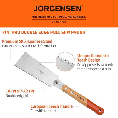 JORGENSEN RYOBA 7 Inch Double Edge Japanese Pull Saw