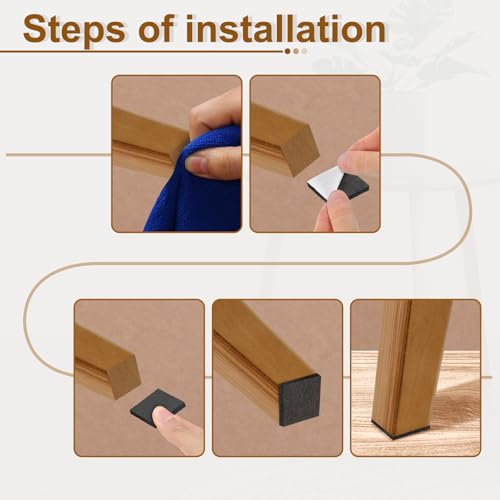 uxcell Felt Furniture Pads, 48Pcs 1.97" x 0.47" Adhesive Backed Felt Non-Slip Anti-Scratch Chair Leg Protectors for Protecting Hardwood Floor, Brown - size: 1.97" x 0.47"