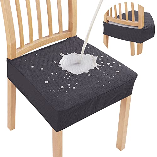 Smiry Waterproof Seat Covers for Dining Room Chairs, Set of 2 - color: Dark Grey, size: Set of 2