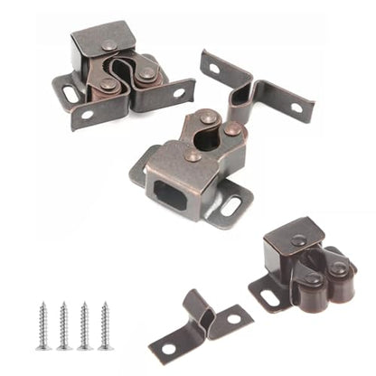 6 Pack Cabinet Latch - Double Roller Catch Hardware for Cupboard Closet Kitchen Cabinet Door Latches and RV Cabinet,Bronze - color: Bronze