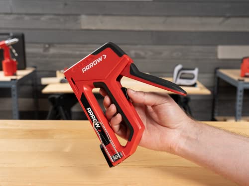 Arrow T501 5-in-1 Manual Staple and Nail Gun, Wire Stapler, and Brad Nailer for Wood, Upholstery, Construction, Insulation, Crafts, Fencing, and Cable, Black/Red - size: (Pack of 1)