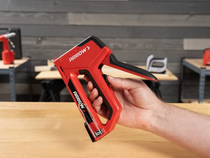 Arrow T501 5-in-1 Manual Staple and Nail Gun, Wire Stapler, and Brad Nailer for Wood, Upholstery, Construction, Insulation, Crafts, Fencing, and Cable, Black/Red - size: (Pack of 1)