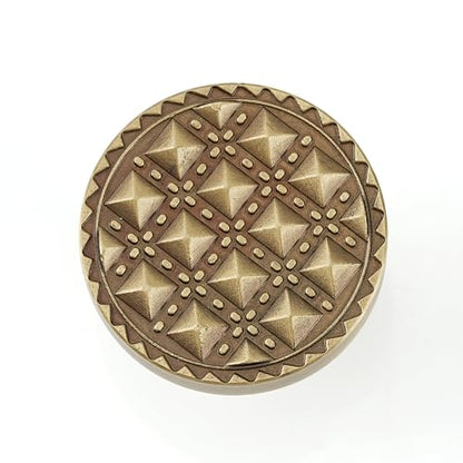 2 Pack Cabinet Knobs, Solid Brass, Studded Motifs Drawer Knobs, Brushed Antique Brass Cabinet Knobs for Kitchen, Bathroom, and Furniture - size: Knob-C