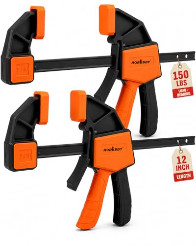 HORUSDY 12'' Bar Clamps for Woodworking, 2PCS Quick F Wood Working Clamps Sets, with 150 LBS Load Limit - color: 2pcs 150lbs 12" Orange