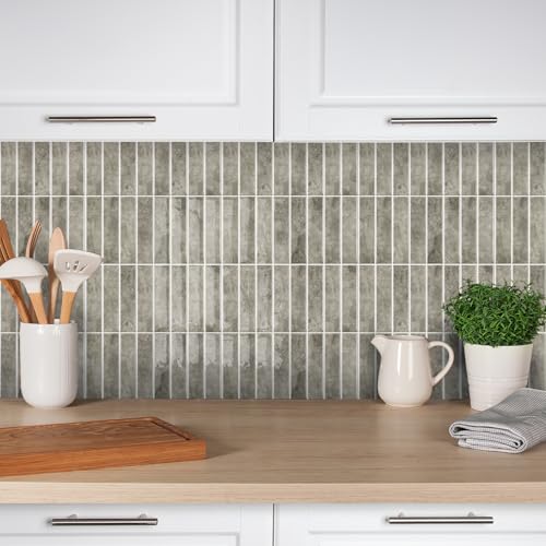 Alwayspon 10 Sheets 12x12inch Brown 3D Vinyl Backsplash Tiles, Self-Adhesive Peel and Stick Wall Tile Stickers Stick on Subway Tiles for Kitchen Bathroom Wall - color: Brown