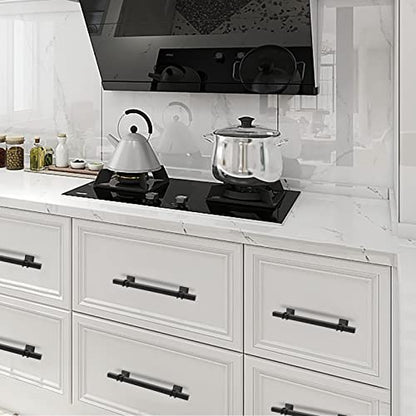 25 Pack 6-1/4 Inch Black Cabinet Handles Matte Black Cabinet Pulls - color: Black, size: 6-1/4 inch (160mm) Hole Center Pull