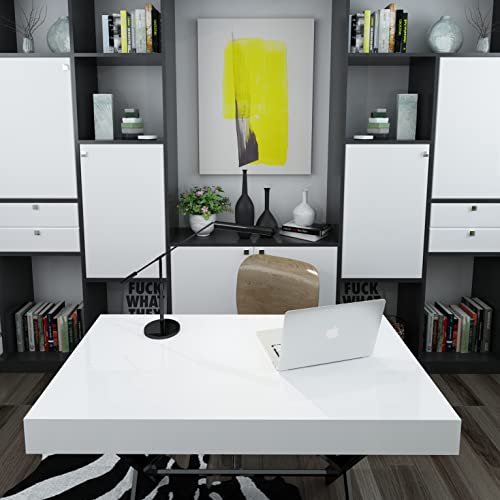 tiltil Glossy Peel and Stick Wallpaper White Contact Paper 23.6" × 197" - color: Pure White, size: 23.6" x 197"