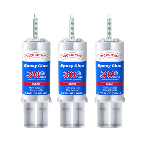 vicpricme Clear Epoxy Glue, Metal Plastic PVC, Waterproof 30-Min Set, 3PK - size: clear 3pcs
