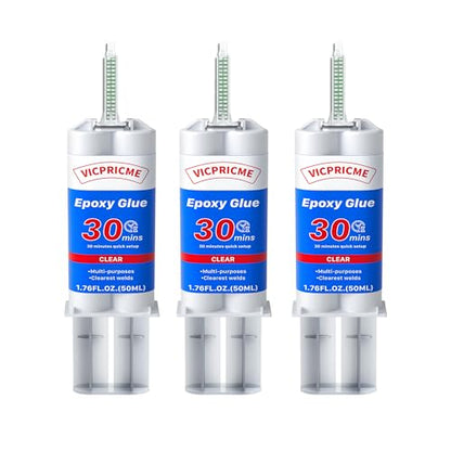 vicpricme Clear Epoxy Glue, Metal Plastic PVC, Waterproof 30-Min Set, 3PK - size: clear 3pcs