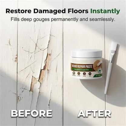 White Furniture Touch-Up Paste with Brush, Wood Filler Wall Repair Cream for Scratches, Fit Tables Cabinets Wooden Floors Walls