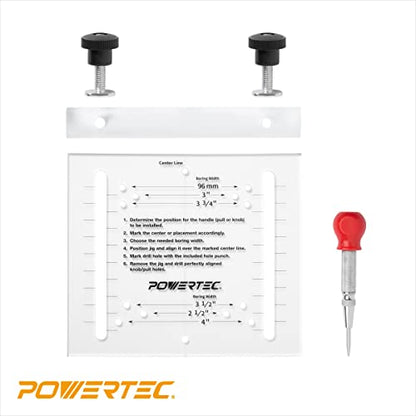 POWERTEC Cabinet Hardware Jig w/Center Punch, Drawer Jig for Installing Pulls, Knobs, Handle on Cabinet and Drawer, Woodworking Tools for Cabinet Handles, Drawer & Cabinet Pulls Installation (71412) - style: Cabinet Hardware Jig w/Center Punch, T Track &