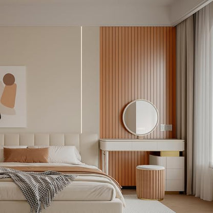 YLL YLL PVC Slat Wall Panel Peel and Stick 118"x 15.7" Faux Walnut Wood Grain Slat Panel Self-Adhesive Wallpaper Soundproof 3D Wall Panels - color: Walnut, size: 15.7" x 118"