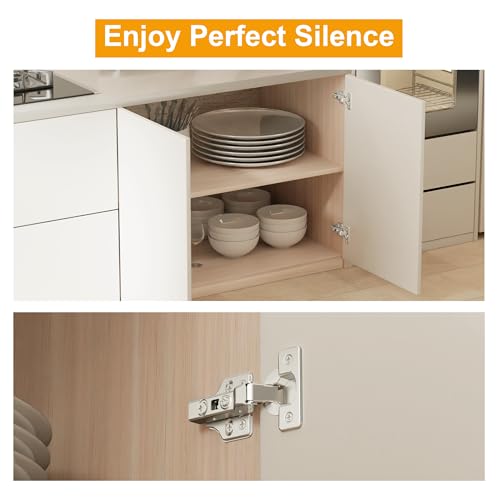 40Pcs Soft Close Half Overlay Cabinet Hinges with Clip-On Plate - color: Half Overlay, size: 40 Pieces