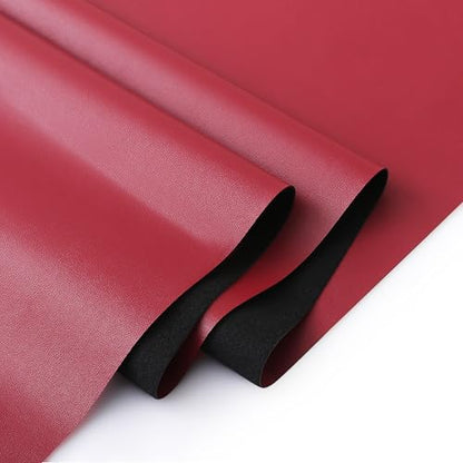 KUUP Smooth PU Faux Leather Fabric Sheets, 1 Yard 54" x 36", 0.8mm Thick - color: Wine Red, size: 1 yard
