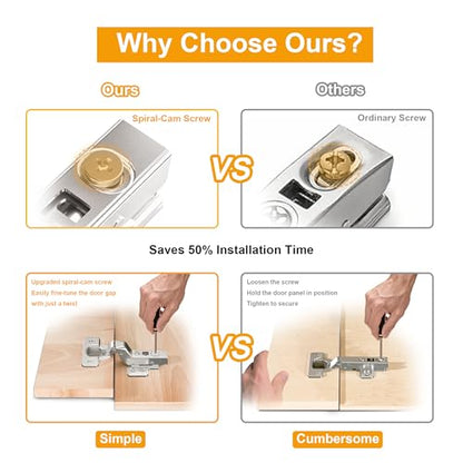 2-Pack Frameless Soft Close 40mm Cup Inset Cabinet Hinges - size: Inset