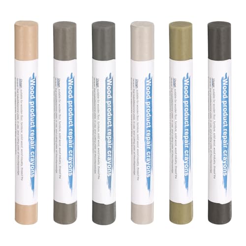 HARFINGTON Wood Filler Sticks 6 Colors Wooden Wax Touch Up Furniture Repair Crayons for Medium Brown 13-14, Dark Gray, Green Sandalwood, Vintage Gray, Dark Teal, Brown Yellow - color: Wax Stick Kit Dark Series