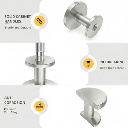 Goldenwarm 10 Pack Brushed Nickel Cabinet Knobs Round Nickel Drawer Knobs - color: Brushed Satin Nickel, size: Single Hole Center