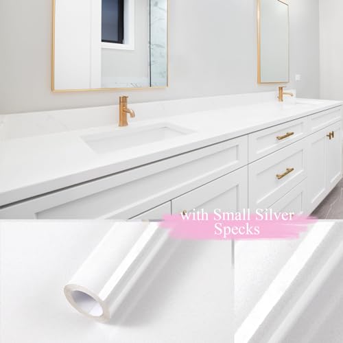 White Contact Paper Glossy Shiny Peel and Stick Wallpaper for Countertops - color: White, size: 15.7" x 393