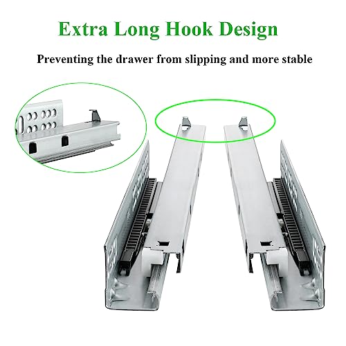 6 Pair 22 Inch (550mm) Soft Close Bottom Mount Undermount Drawer Slides - size: 22 Inch
