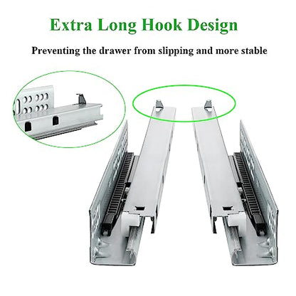 6 Pair 14 Inch (350mm) Soft Close Bottom Mount Undermount Drawer Slides - size: 14 Inch