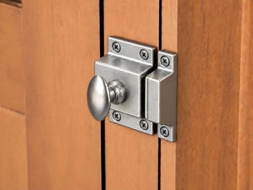 QCAA Traditional Large Oval Turn Cabinet Latch, Solid Brass, 2", for Cupboard & Other Furniture, Brushed Satin Nickel, 1 Pack, Made in Taiwan - color: Brushed Satin Nickel, size: 1 Pack