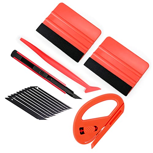 Gomake Vinyl Wrap Tool Kit Car Window Tint Installation Tools Wrapping Kit - color: Red