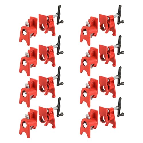 8 Pack 1/2" Wood Gluing Pipe Clamp Set with Unique Foot Design - style: 8pc, 1/2" with foot