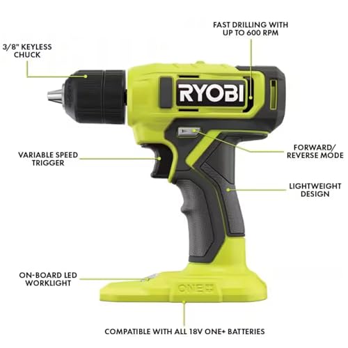 Ryobi ONE+ 18V Drill/Driver Kit with Battery, Charger & Buho Bag