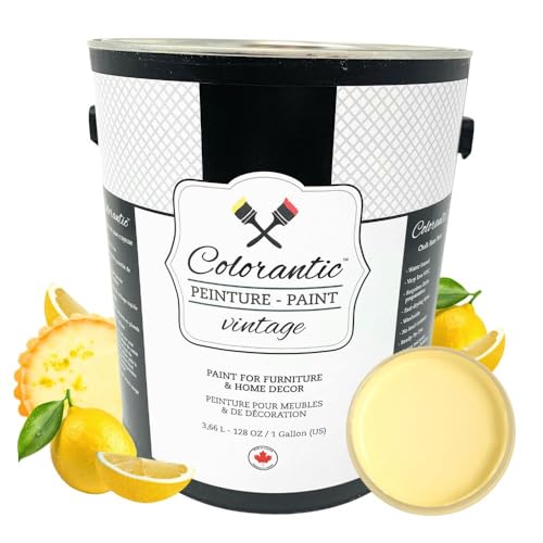Colorantic | LEMON PIE Chalk Paint for Furniture Painting DIY - Multi-Surface All-in-One Craft Paint | LIGHT YELLOW Decorative Painting for Wood (128 oz Gallon) - color: Lemon Pie, size: 128 Fl Oz (Pack of 1)