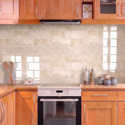 Thicker Design Peel and Stick Backsplash Tile，Self Adhesive Wall Tiles for Kitchen & Bathroom (10 Sheets, Beige) - color: Beige