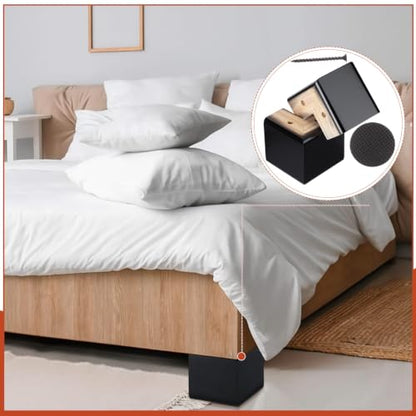 Geelin 4 Pack 4 Inch Wood Furniture Risers L-Shaped Bed Riser, Black - color: Black, size: 4 Inch